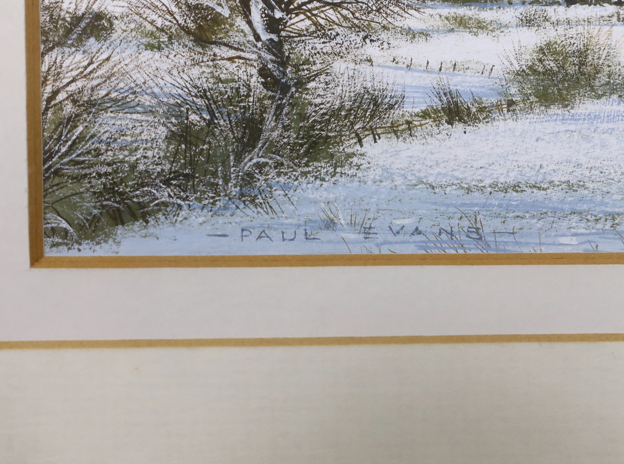 Paul Evans (b.1950) gouache, 'Towards the Downs in December', signed, 13 x 16cm